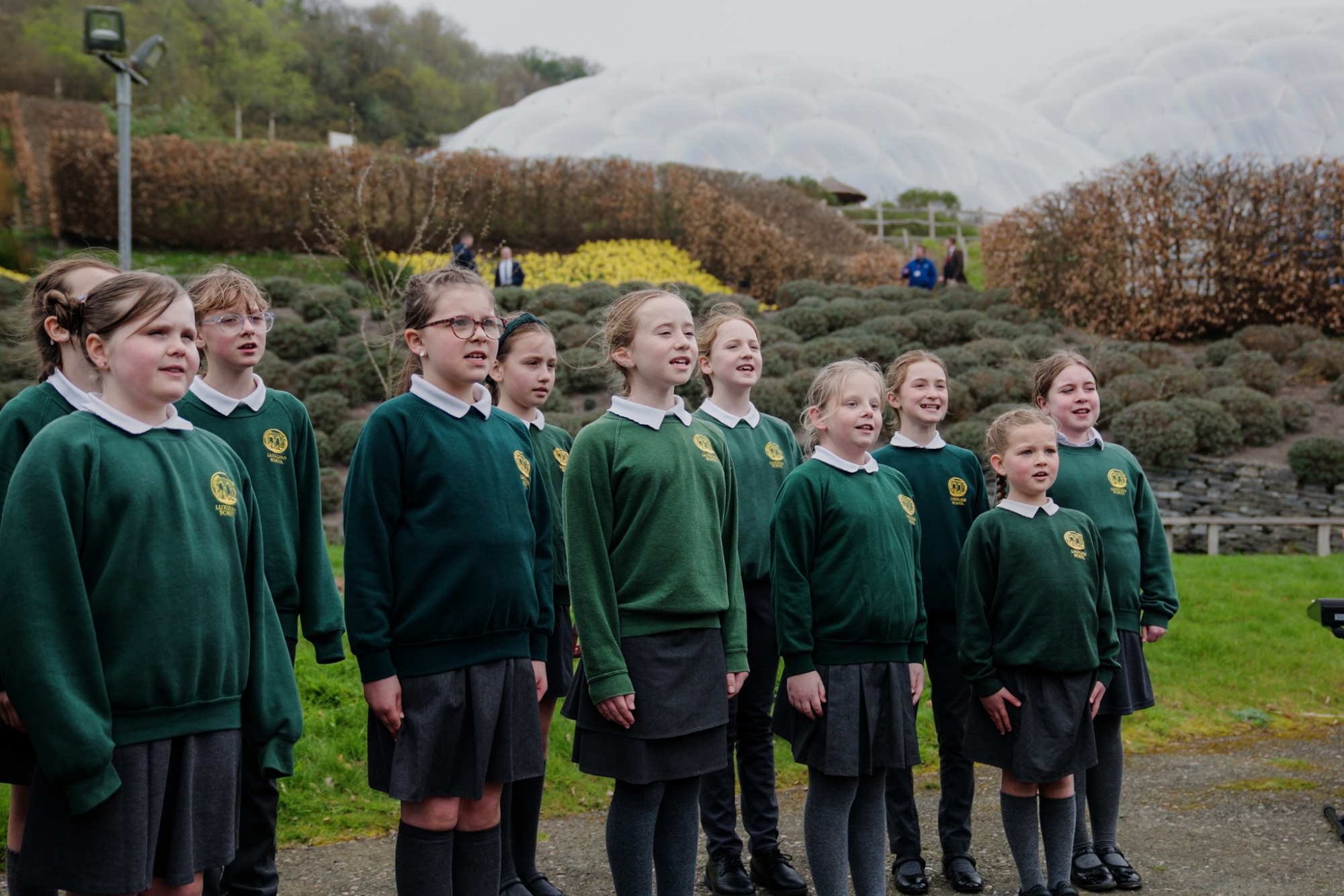 Luxulyan School choir sing for King and Queen at The Eden Project